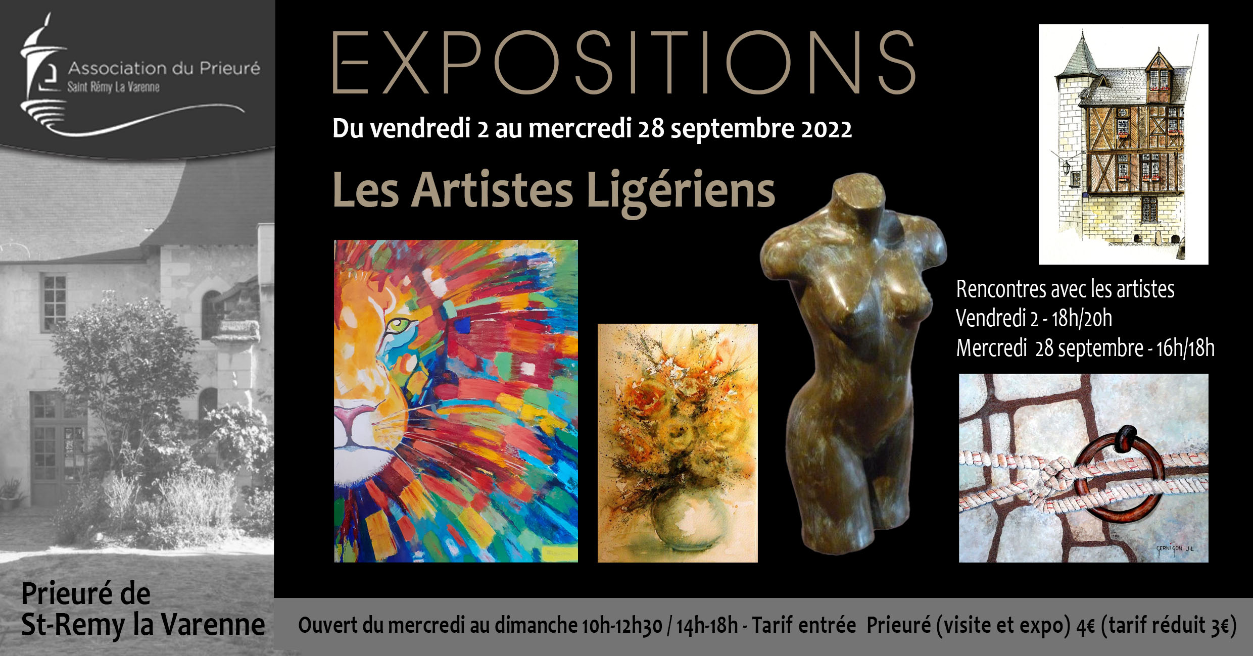 exposition les artistes ligériens au Prieuré de St Rémy la Varenne en septembre